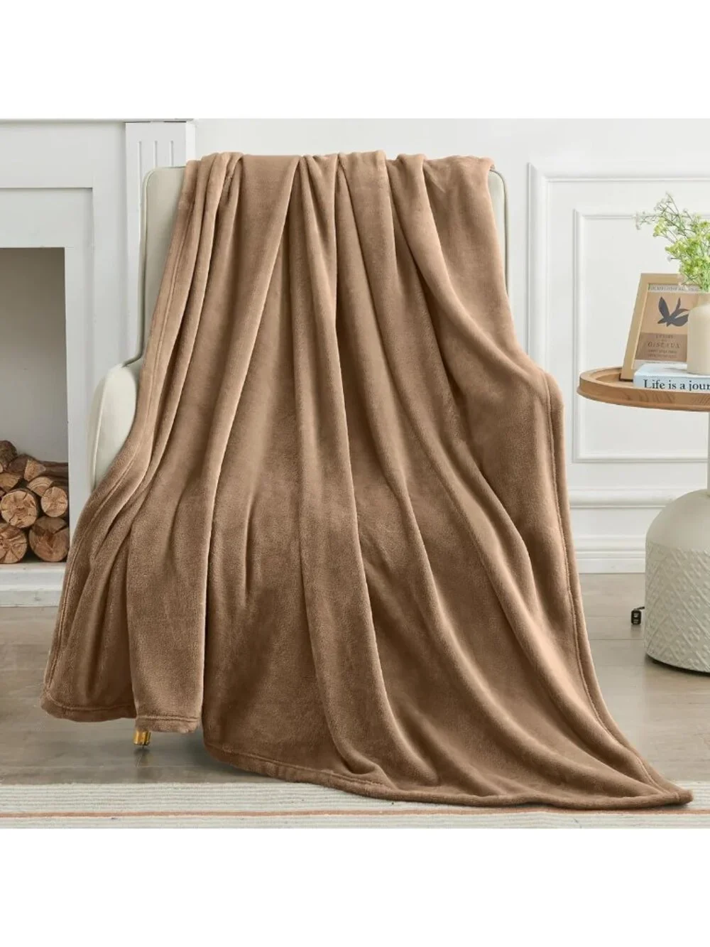Cozy Brown Fleece Throw Blanket - Soft, Lightweight, Warm for All Seasons 50x60